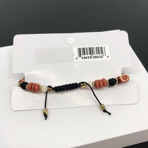 Brown Ivory Tone Beaded Pull Bracelet - Picture 3 of 4